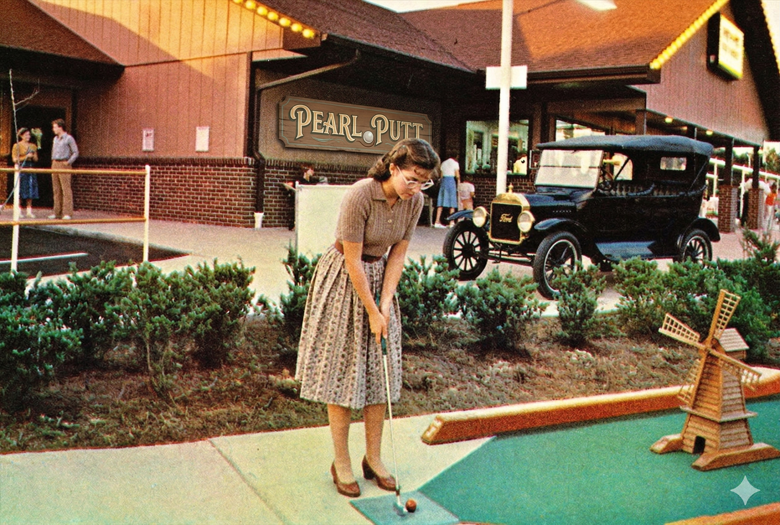 Pearl Putt Model T vintage car scene